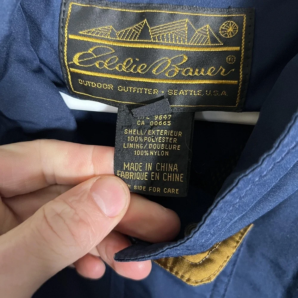 Vintage Eddie Bauer Jacket Mens Large Blue Gore-Tex Parka Hooded Waterproof‎ 90s
